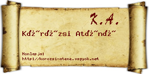 Körözsi Aténé névjegykártya